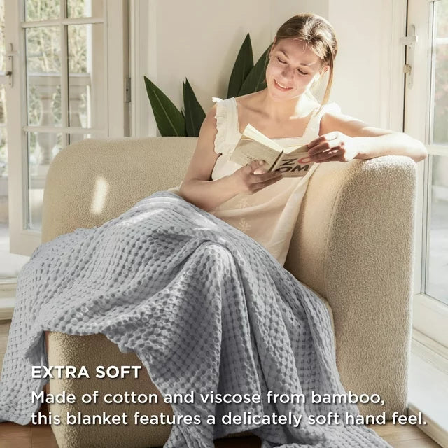BambooBreeze Cooling Cotton Waffle Queen Blanket